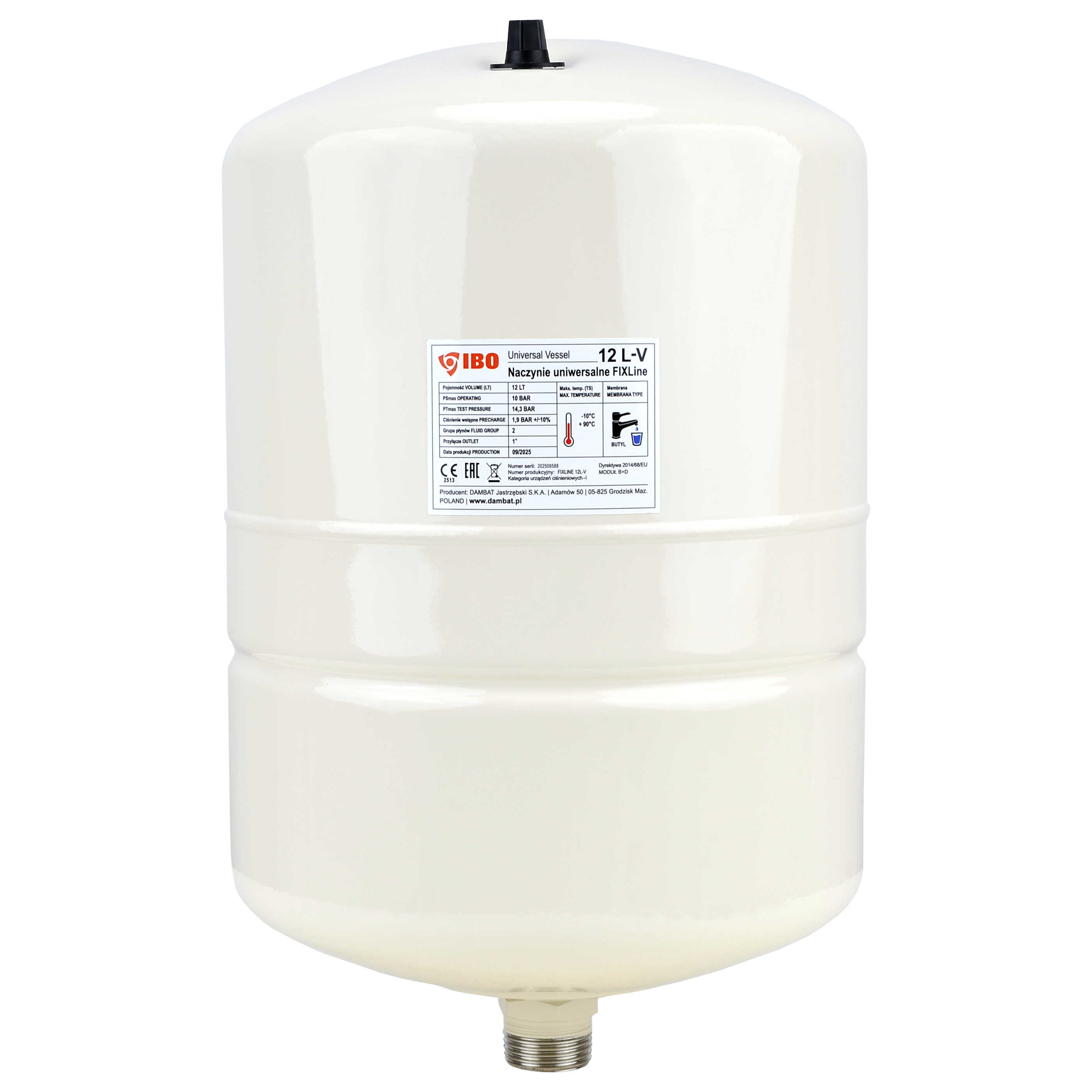 Naczynie membranowe FIXline 12L-V pionowe uniwersalne CO/CWU Naczynie membranowe FIXline 12L-V pionowe uniwersalne CO/CWU