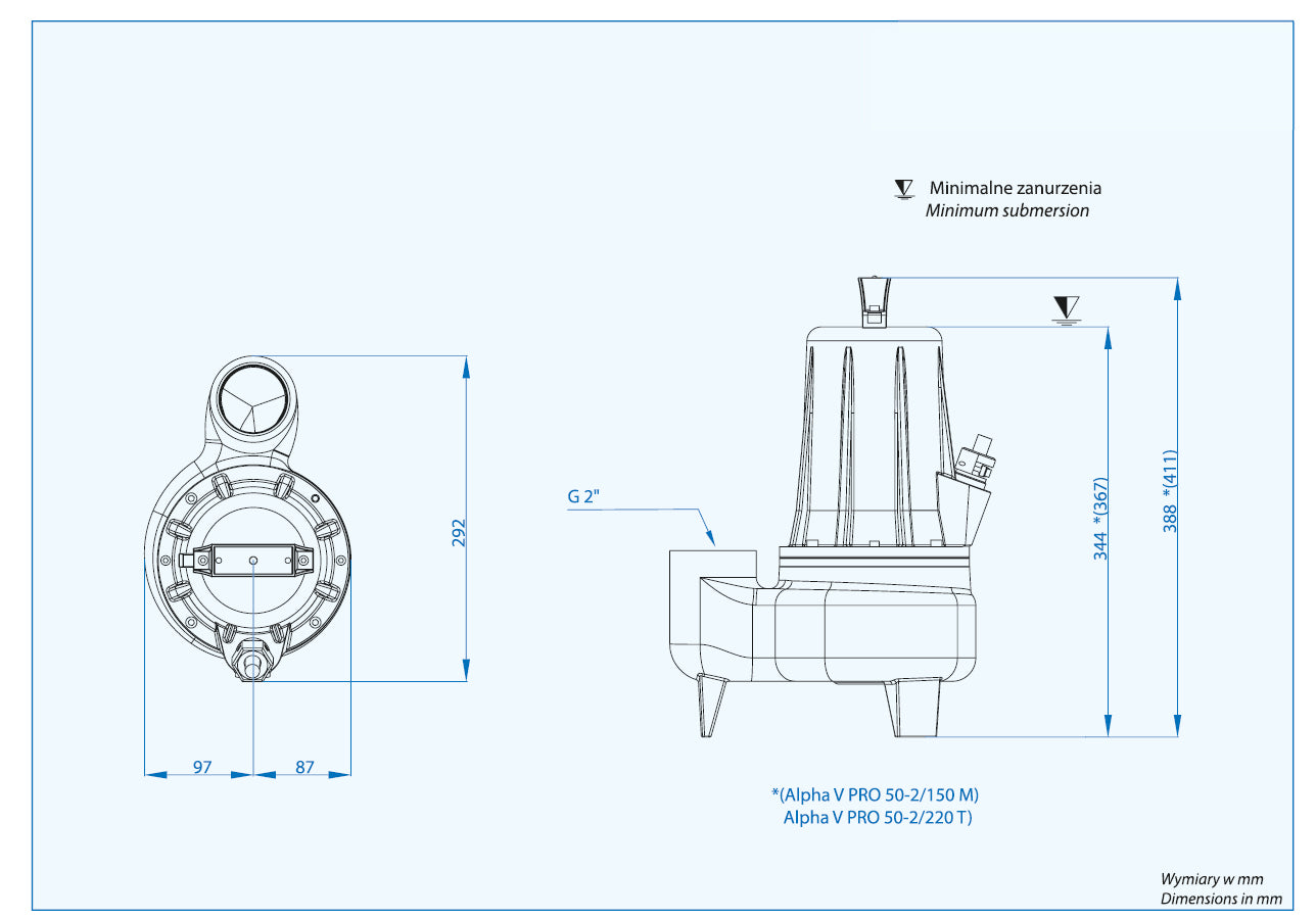Alpha V Pro 50-2/110 T (1,1 kW, 400 V) Spezifische Pumpe