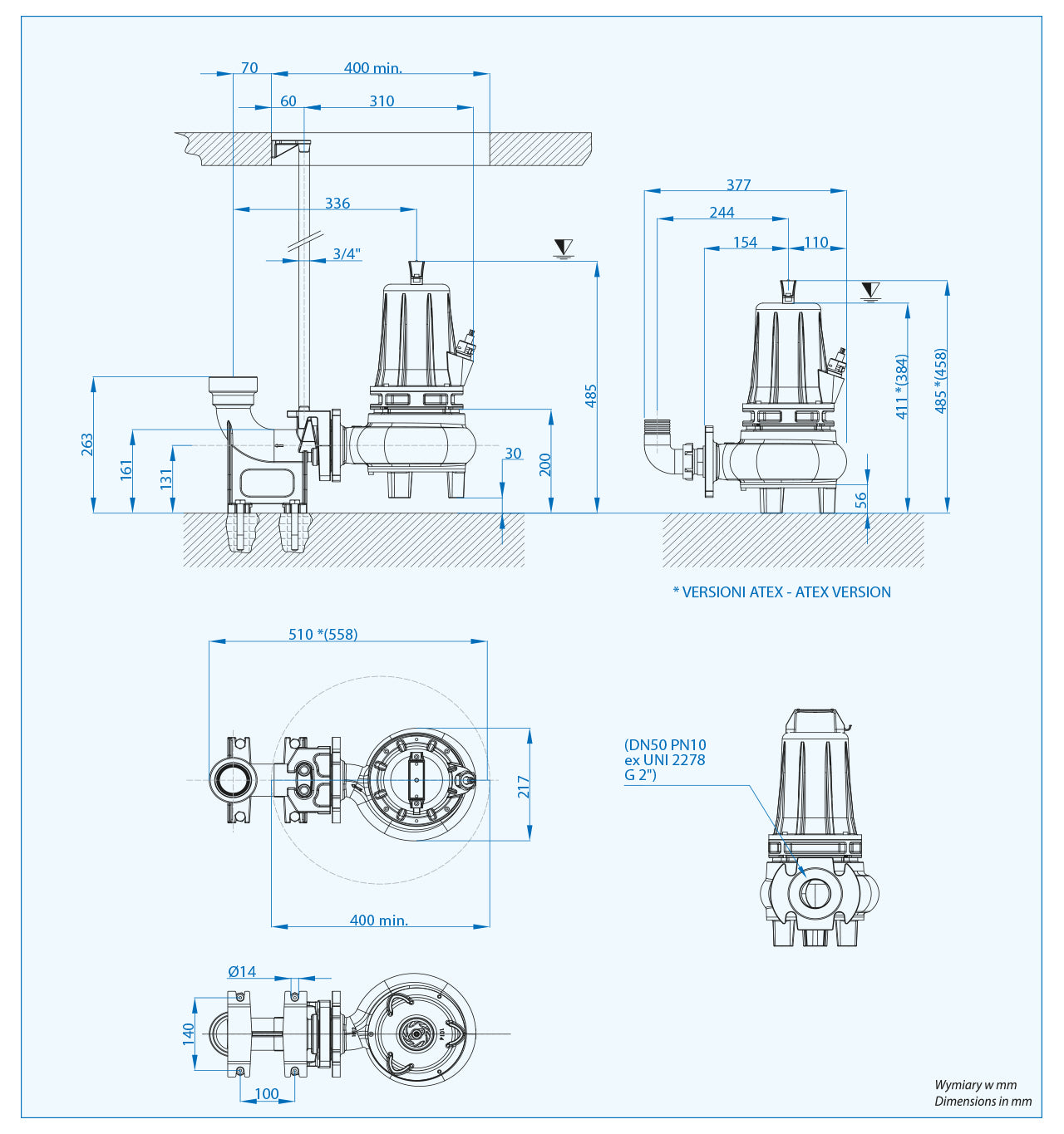 DNA 50-4/090 T (0,9 kW, 400 V) Spezifische Pumpe