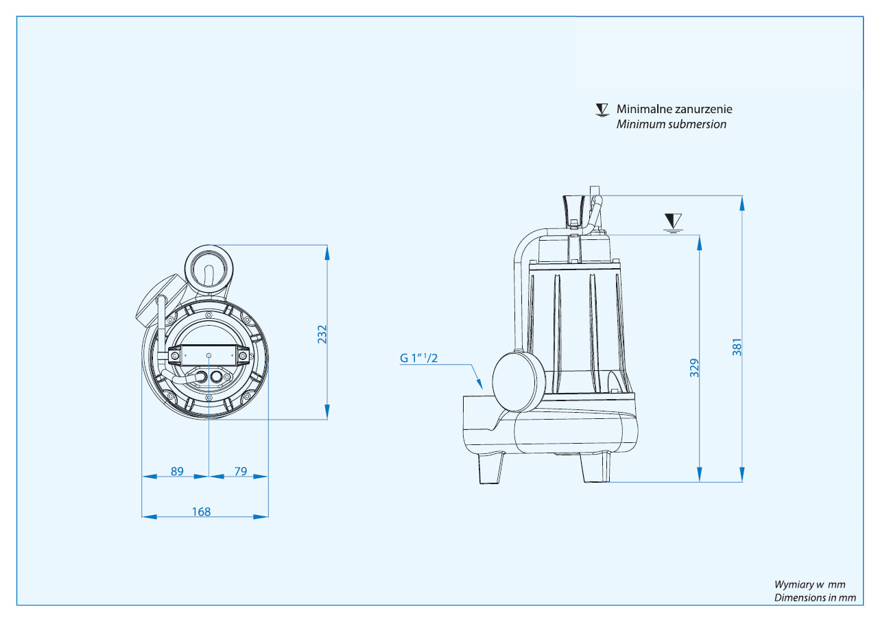 Alpha V 2 m/g (0,56 kW, 230 V) Spezifische Pumpe mit Schwimmer Alpha V EVO 55 T/G (1,5 kW, 400 V) Spezifische Pumpe mit einem Schwimmer