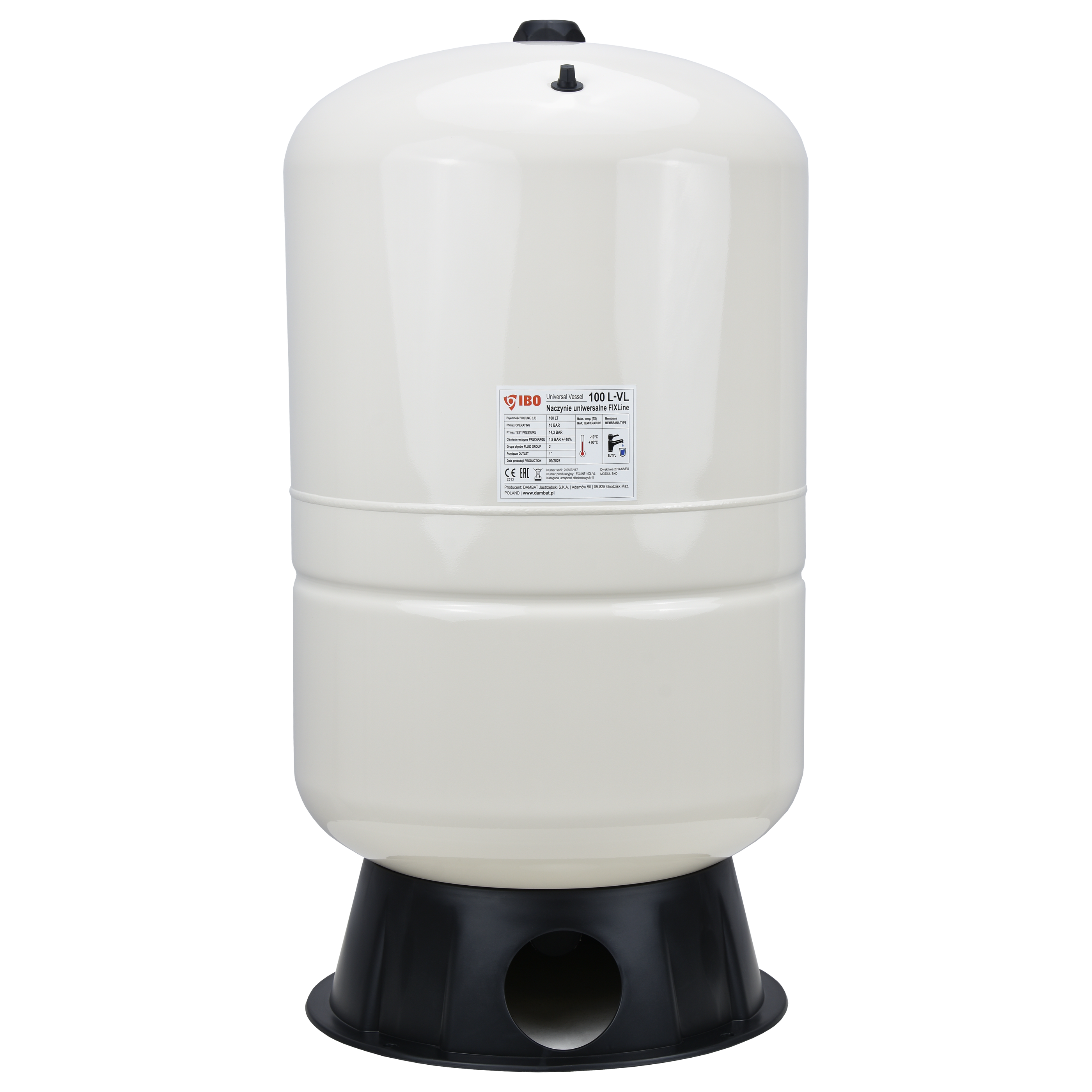 Naczynie membranowe FIXline 100L-VL pionowe uniwersalne CO/CWU Naczynie membranowe FIXline 100L-VL pionowe uniwersalne CO/CWU