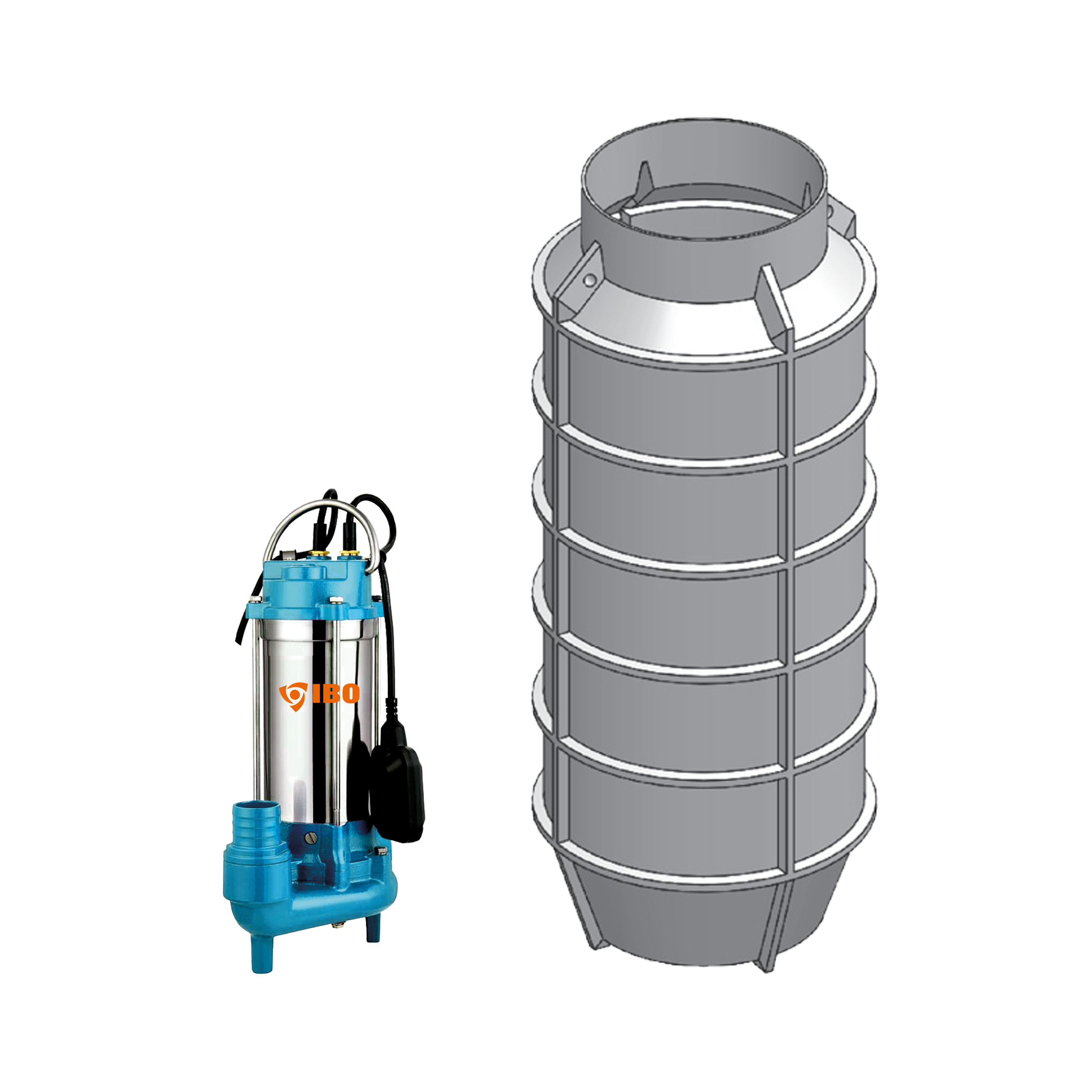 PSI/WQV1 - Eine Hauspumpstation mit WQV -Pumpe 1,5 kW 1 -phase mit Distrikt