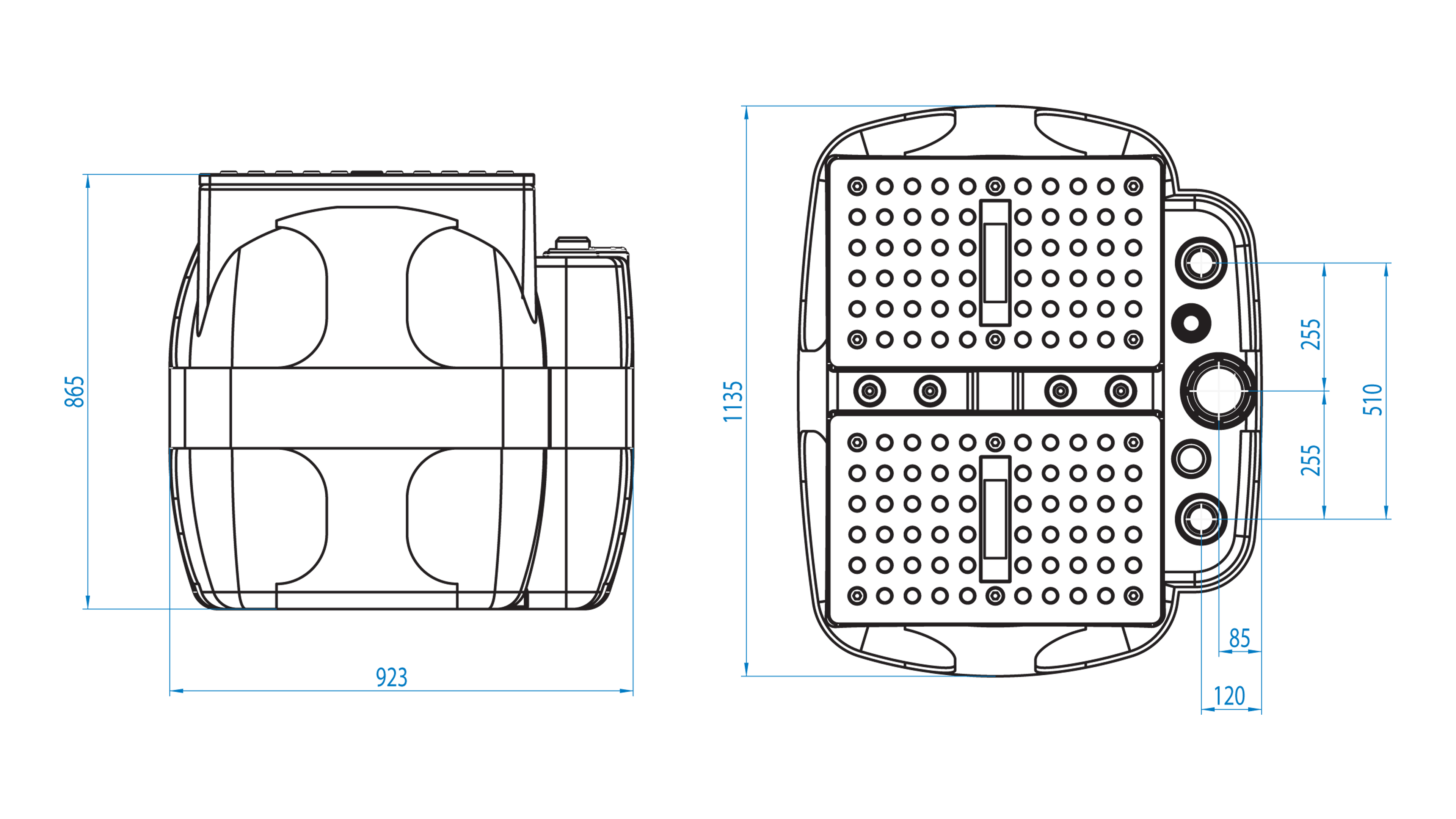 DRENO Box 600 L A + E3.1 (2x Kupplungsfuß 2 ") - interner Pumpstationstank