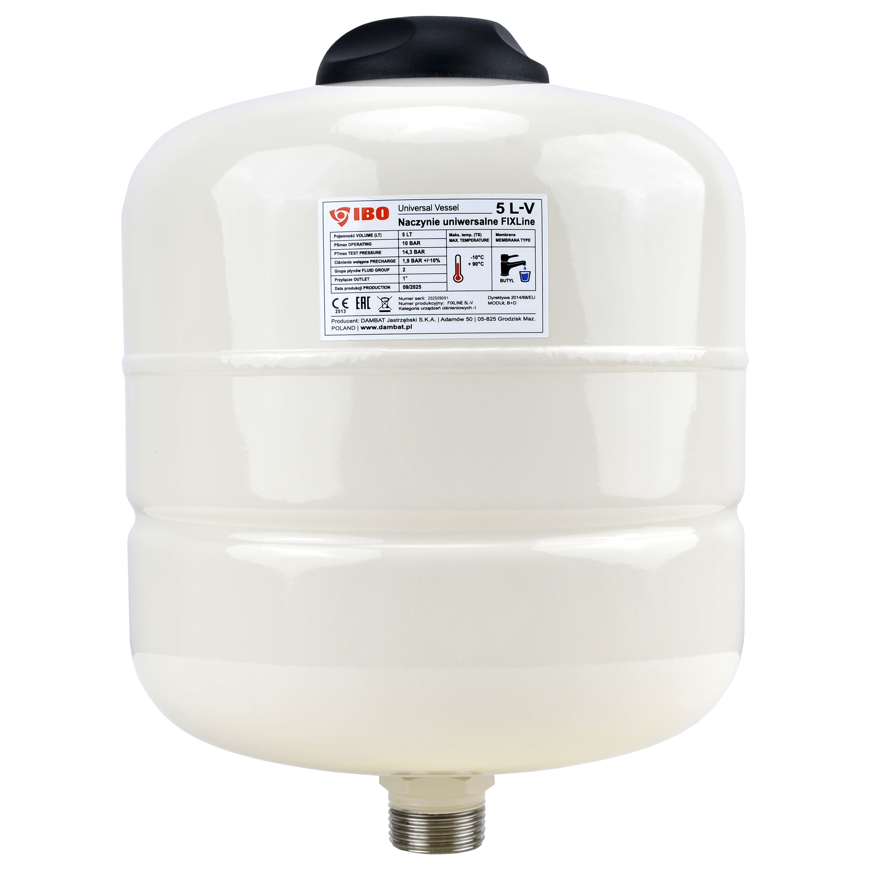 Naczynie membranowe FIXline 5L-V pionowe uniwersalne CO/CWU Naczynie membranowe FIXline 5L-V pionowe uniwersalne CO/CWU