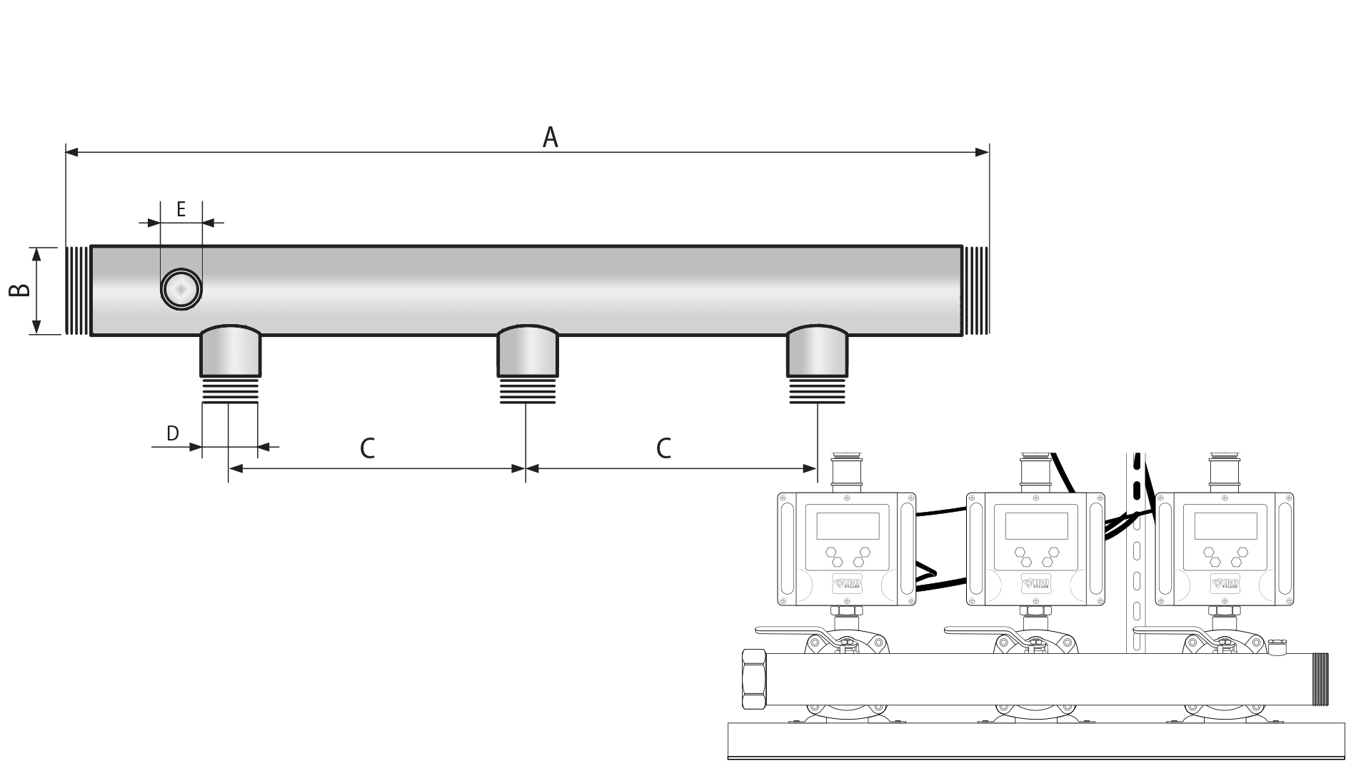 Saugkollektor (3) Hydrophor DN100+3x3 "6645