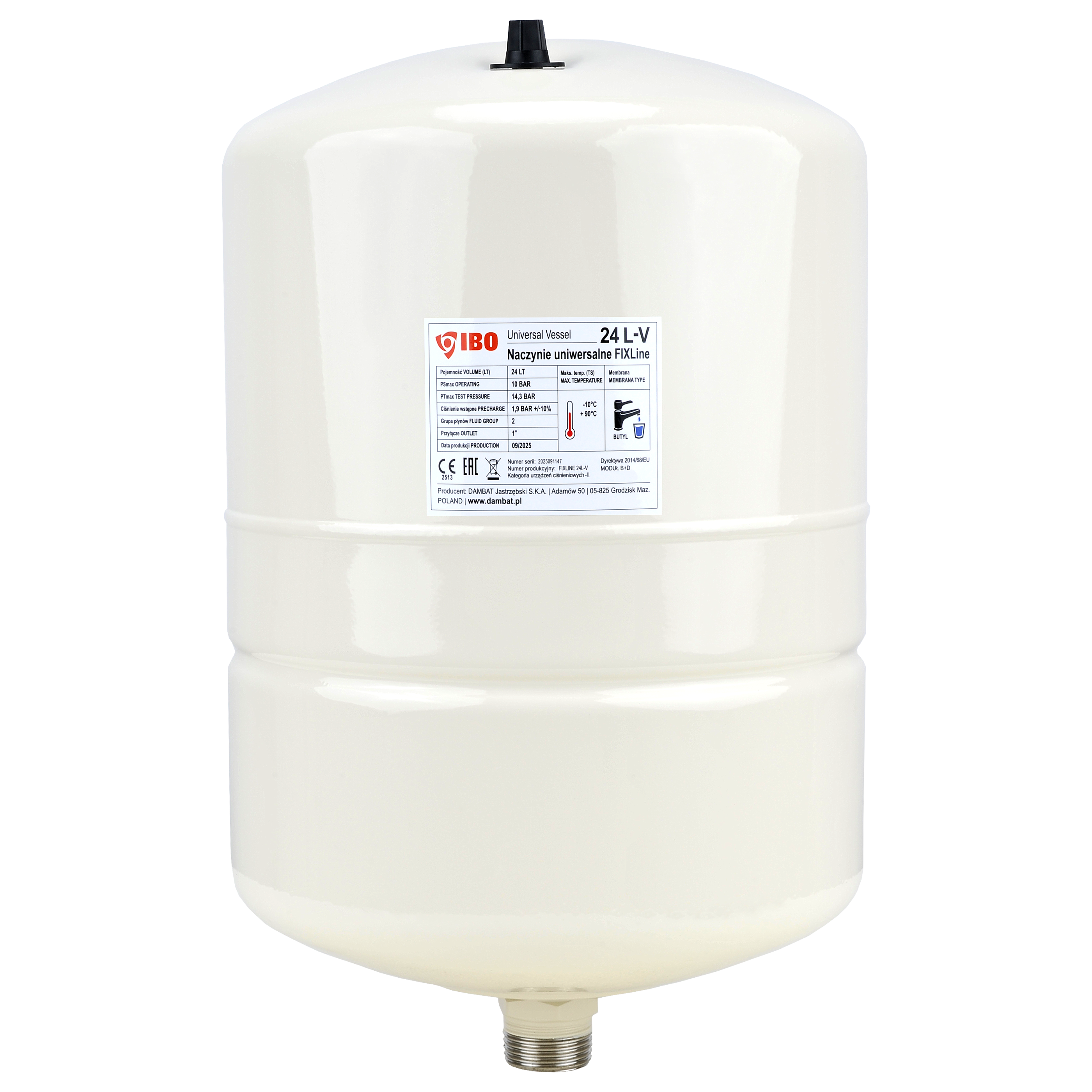 Naczynie membranowe FIXline 24L-V pionowe uniwersalne CO/CWU Naczynie membranowe FIXline 24L-V pionowe uniwersalne CO/CWU