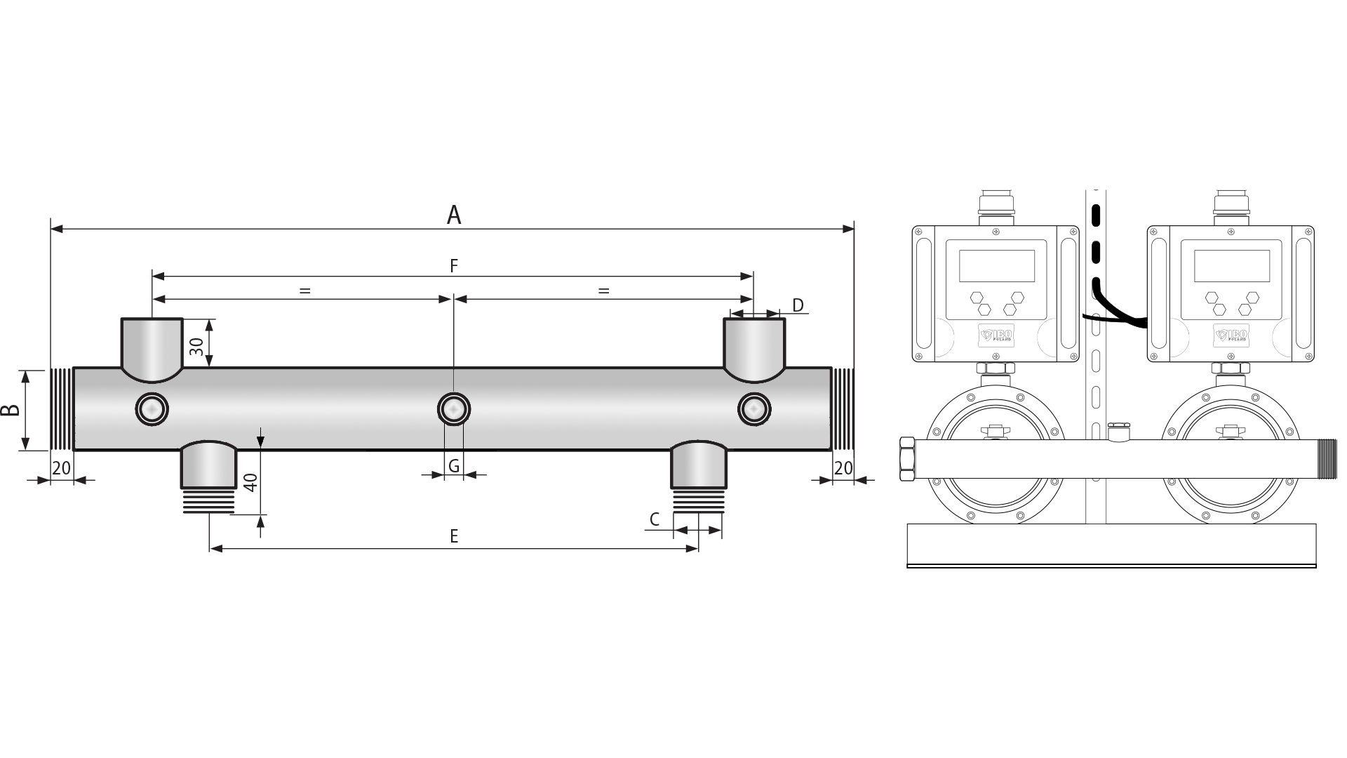Saugkollektor (3) Hydrophor DN100+3x3 "6645