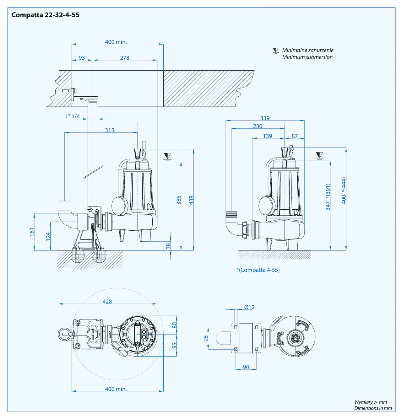 Compatta EVO 32 T/G (0,75 kW, 400 V) Spindpumpe mit einem Boden