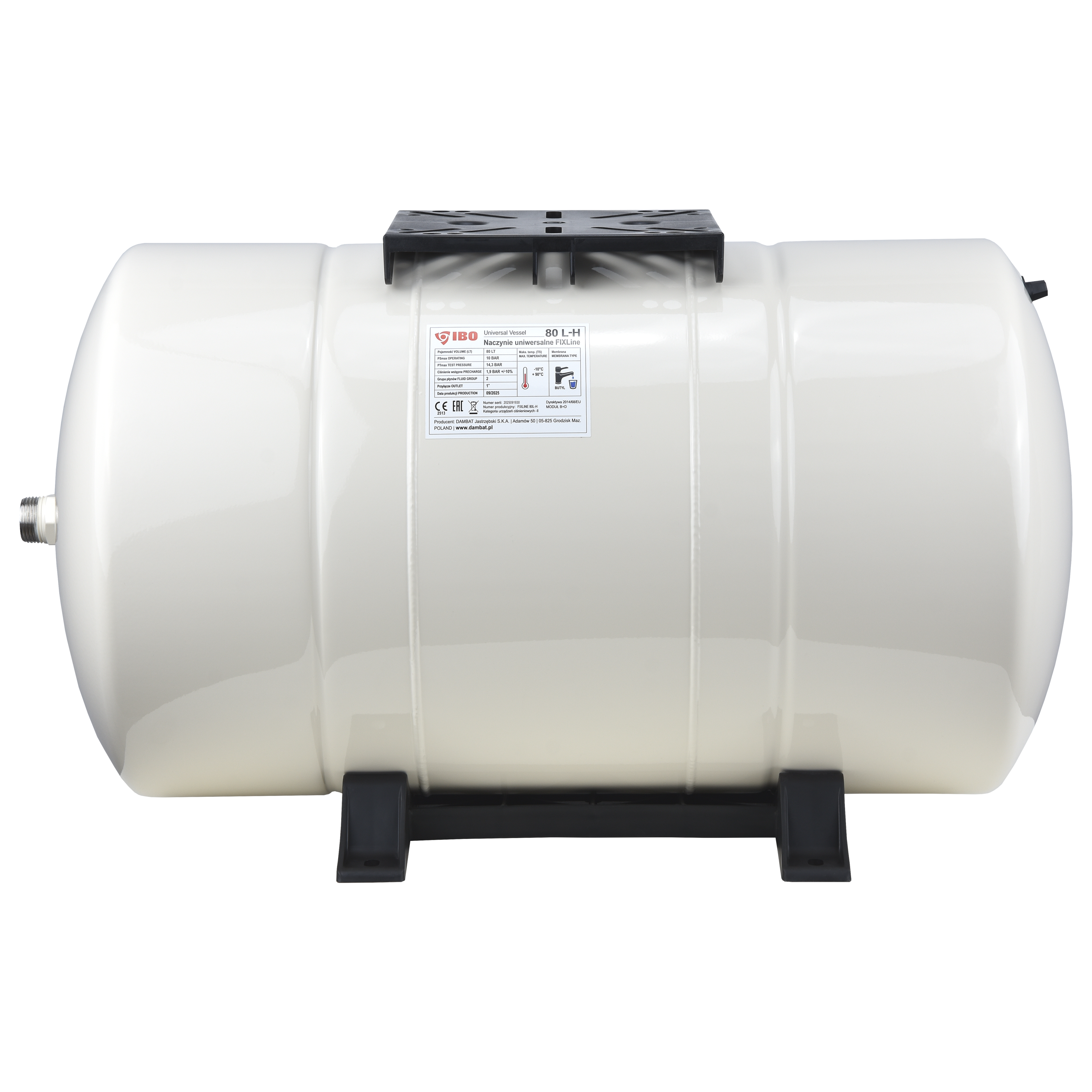 Naczynie membranowe FIXline 80L-H poziome uniwersalne CO/CWU Naczynie membranowe FIXline 80L-H poziome uniwersalne CO/CWU