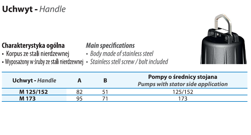 Handle / Hanger M 125/152 Handle / Hanger M 173
