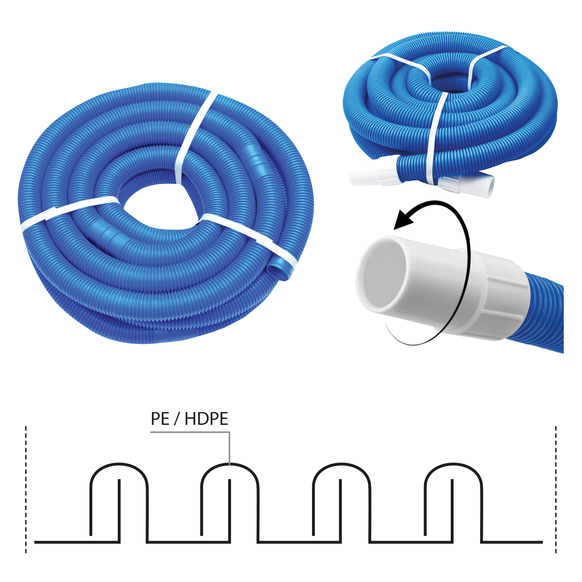 Poolschlauch mit 38 mm / 11 m Steckern